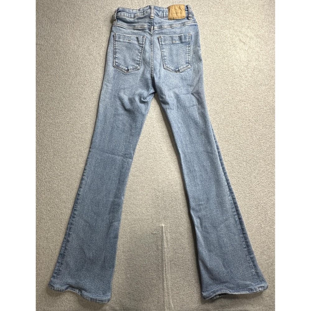 Zara Jeans Womens 2 Flare Leg High Rise Denim YKK Zip Denim Collection Pants